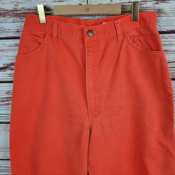 YFSC Basics Size 11 Vintage 90s Solid Tangerine Orange High Waisted Mom Jeans - Picture 2 of 11